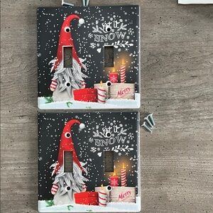 Festive Gnome Light Switch Cover - Black and Red